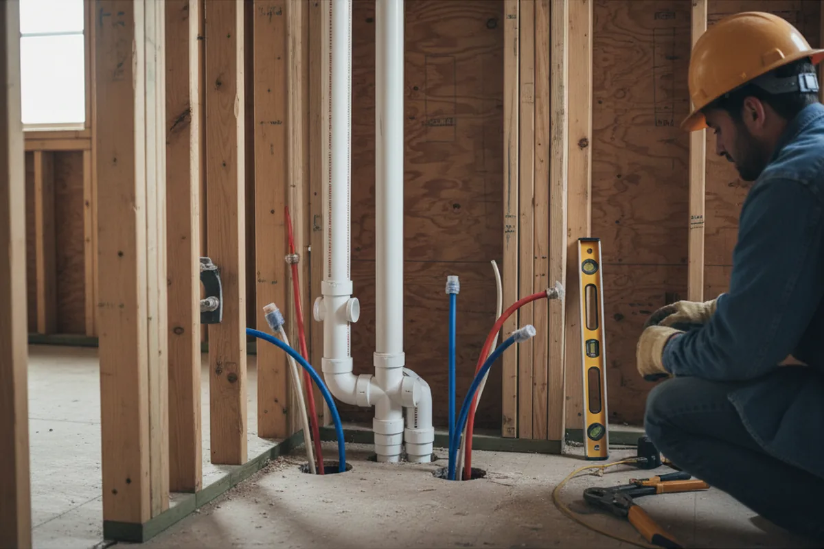 Drain and supply rough-in during Leak Detection in Ridgewood